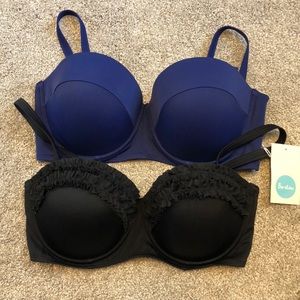 Boden 36DD navy and black bikini tops